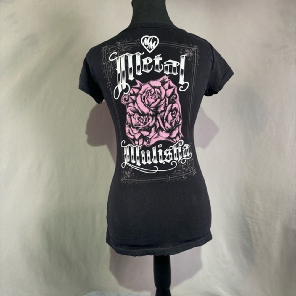 Metal Mulisha Top Women XS T Shirt Extra Small Graphic Print 100% Cotton Black